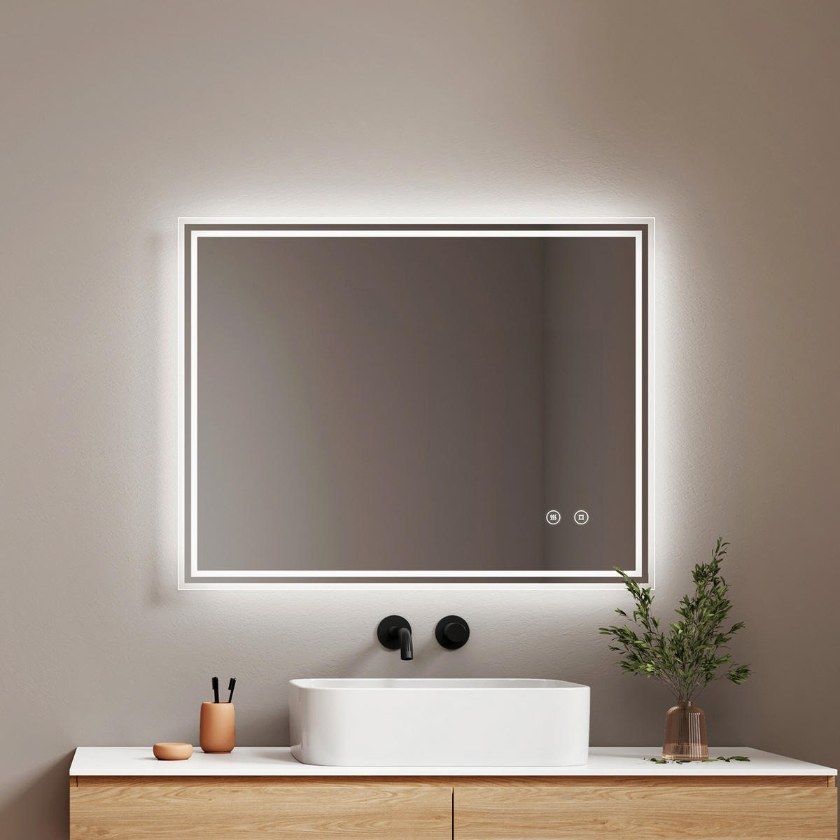 OGLINDA de baie cu LED-uri 90/70 cm - transparent, sticlă (90/70/3.5cm) - EMKE