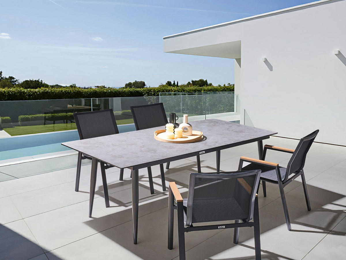 GARTENTISCH 180/90 cm Steinoptik Hellgrau Tolentino - Dunkelgrau, Kunststoff (180/90/75cm) - Beliani