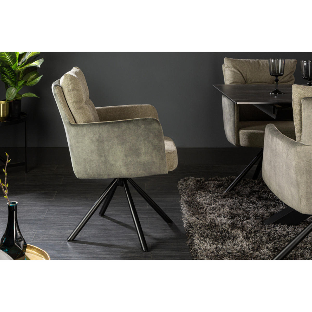 ARMLEHNSTUHL BIG GEORGE Samt Grün - Grün, Textil (58/90/68cm) - riess-ambiente