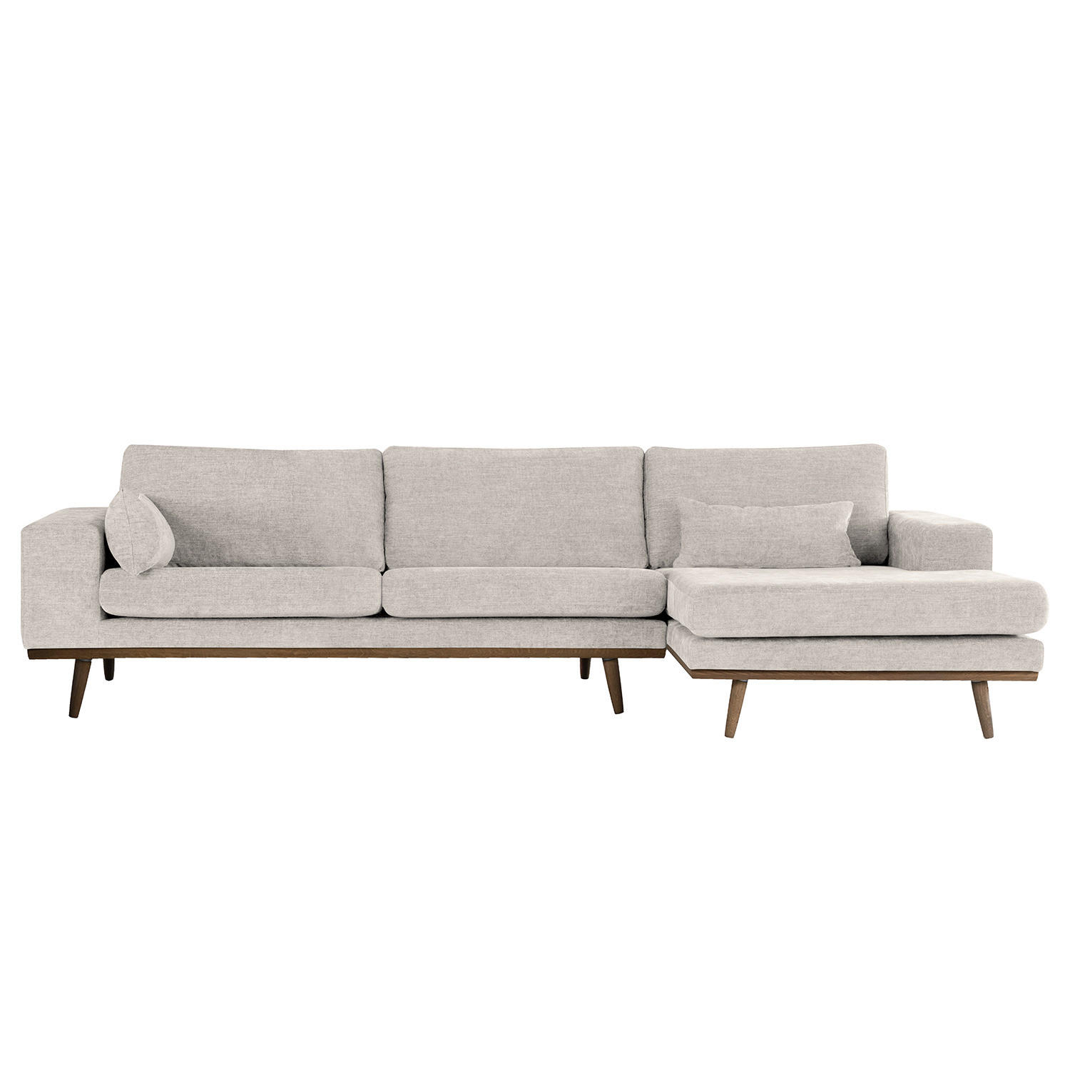 ECKSOFA mit Longchair - Eichefarben/Grau, Eichenholz/Textil (281/153cm) - home24