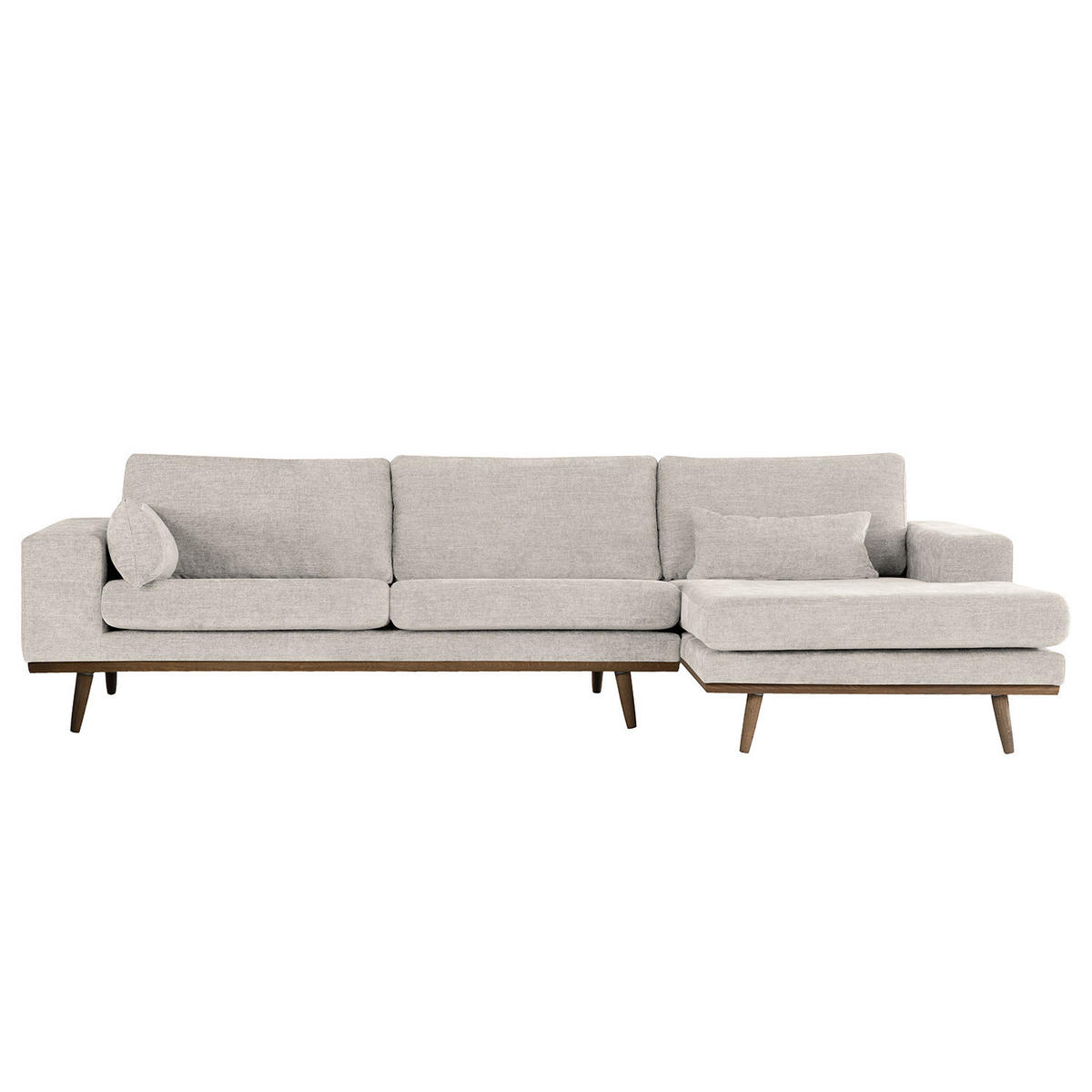 ECKSOFA mit Longchair - Eichefarben/Grau, Eichenholz/Textil (281/153cm) - home24