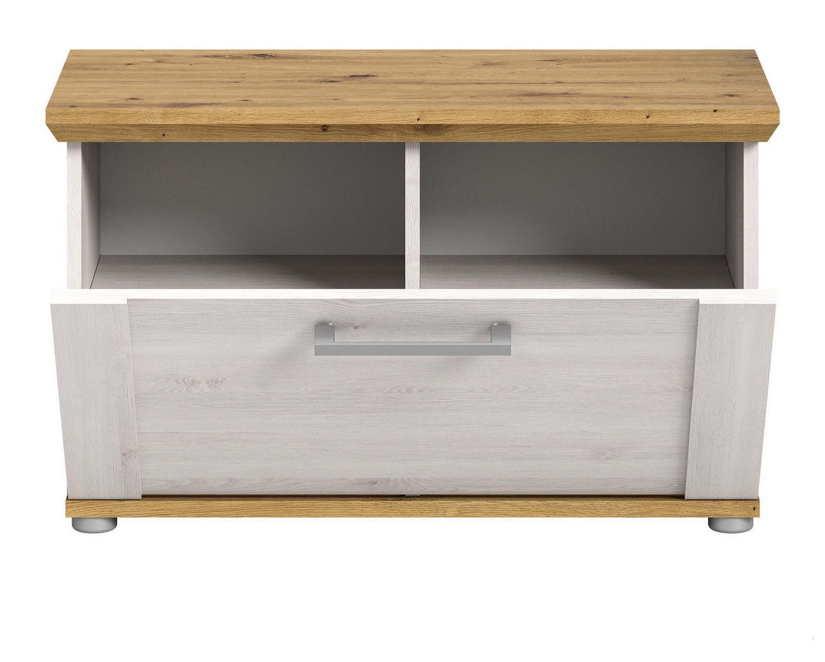 GARDEROBENBANK weiß Lärche 80 cm, Sitzbank im Landhaus-Stil - Silberfarben/Weiß, Holzwerkstoff/Kunststoff (80/47/39cm) - Inn.Furn