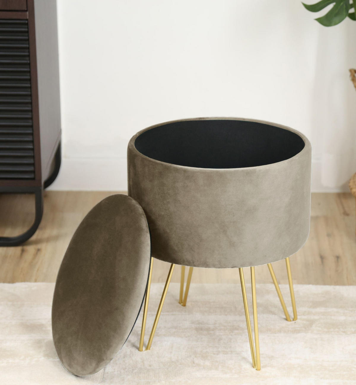 SITZHOCKER mit Stauraum Beige 35/45/35 - Beige, Textil (35/45/35cm) - RAUMHIRSCH FURNITURE