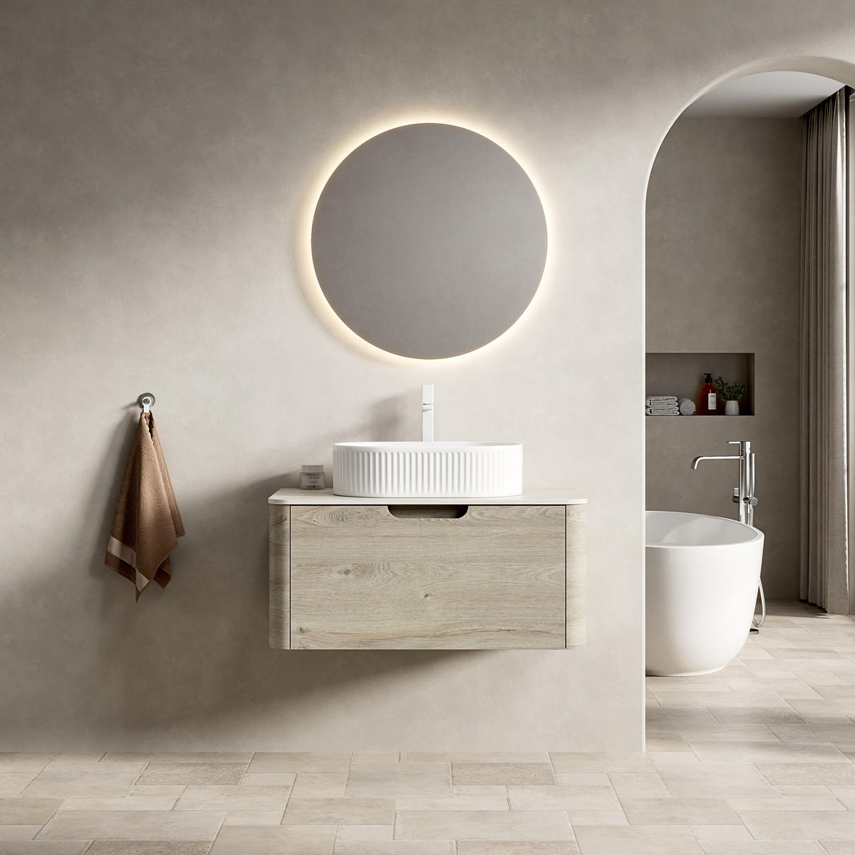WASCHTISCH Cremefarbe/Beige/Weiß 80/46/50.2 cm - Beige, Holz (80/50.2/46cm) - PANGIVO