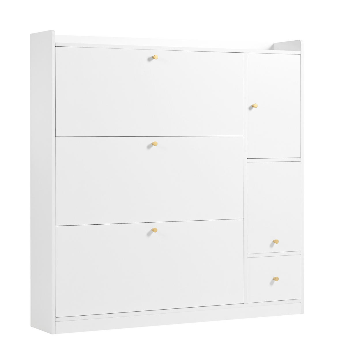 SCHUHSCHRANK mit 3 Klappen und Sitzbank 119 x 24 x 122 cm Weiß - Weiß, Holz (24/122/119cm) - Beauniv