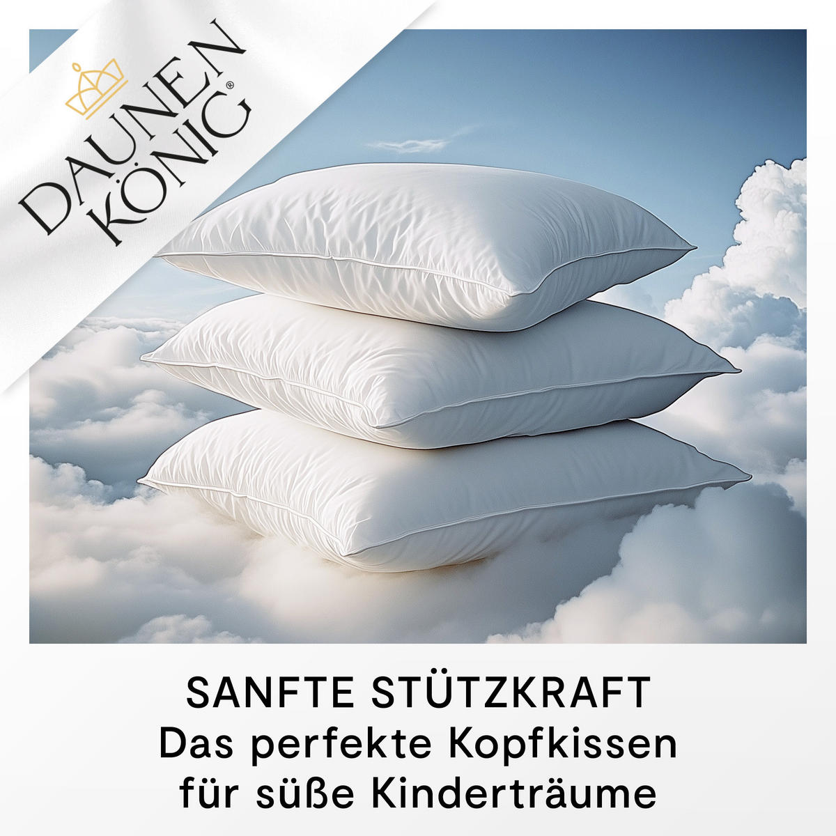 KINDERKISSEN QUEEN Entendaunen weich - Weiß, Naturmaterialien (40/80cm) - Daunenkönig