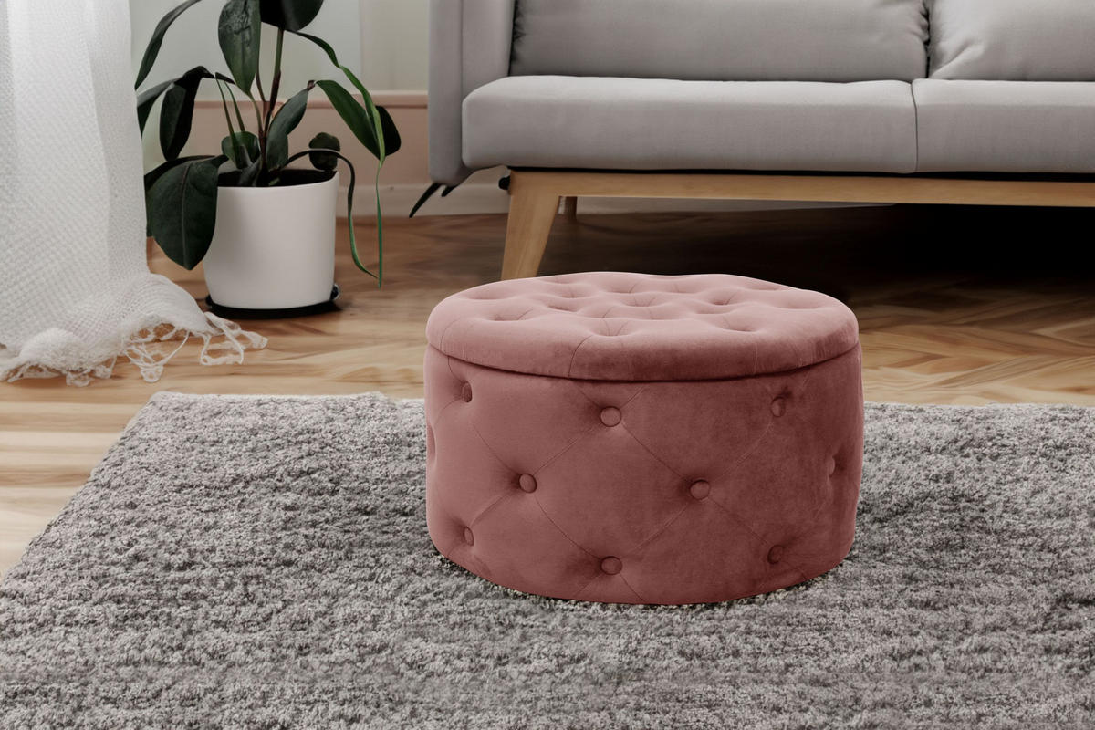 POUF Rosa 55x55x30 cm - Pink, Textil/Metall (55/30/55cm) - Akord