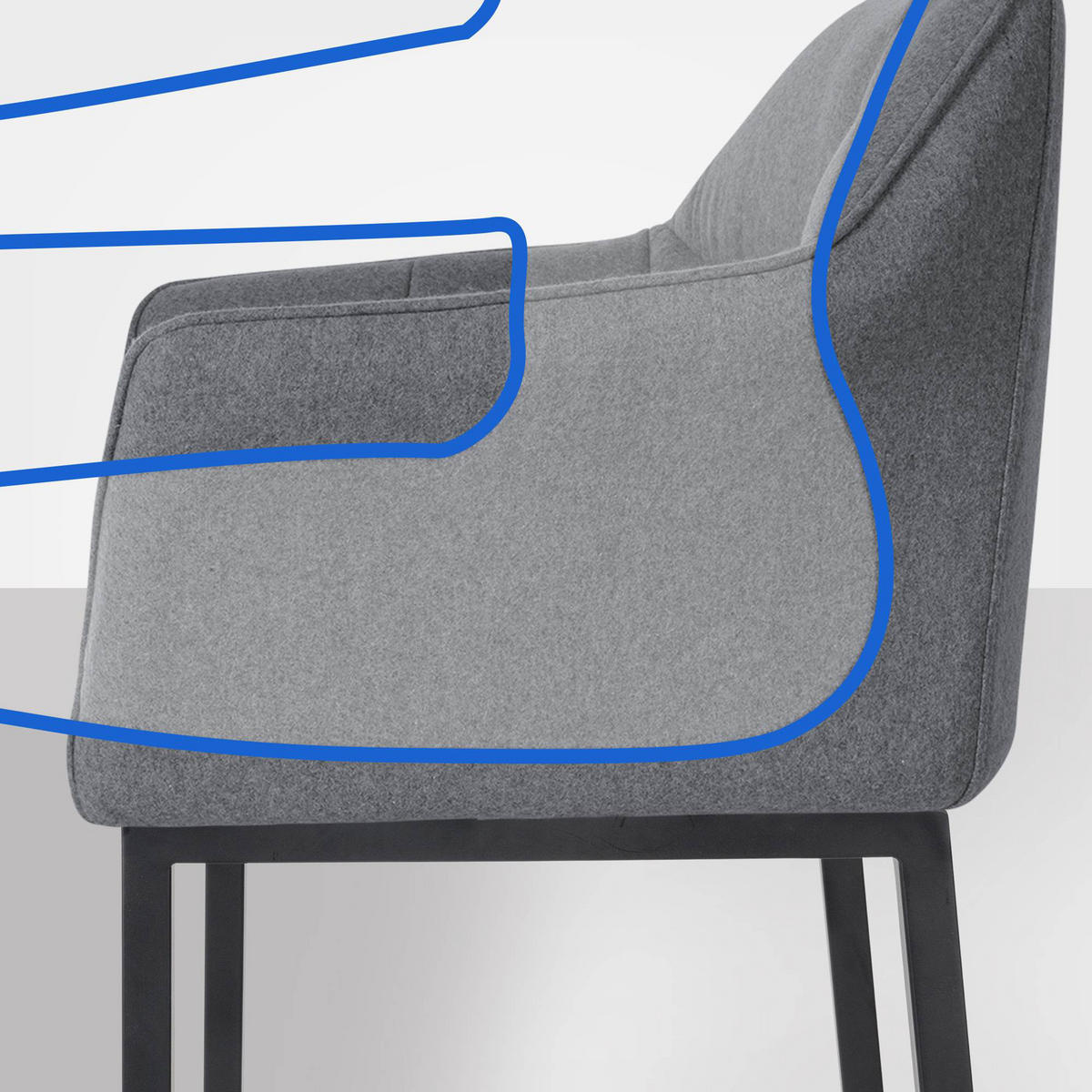 BARHOCKER Damaskus B Filz mit 4-Fuß Gestell grau - Schwarz/Grau, Textil/Metall (64/110/48cm) - TPFLiving