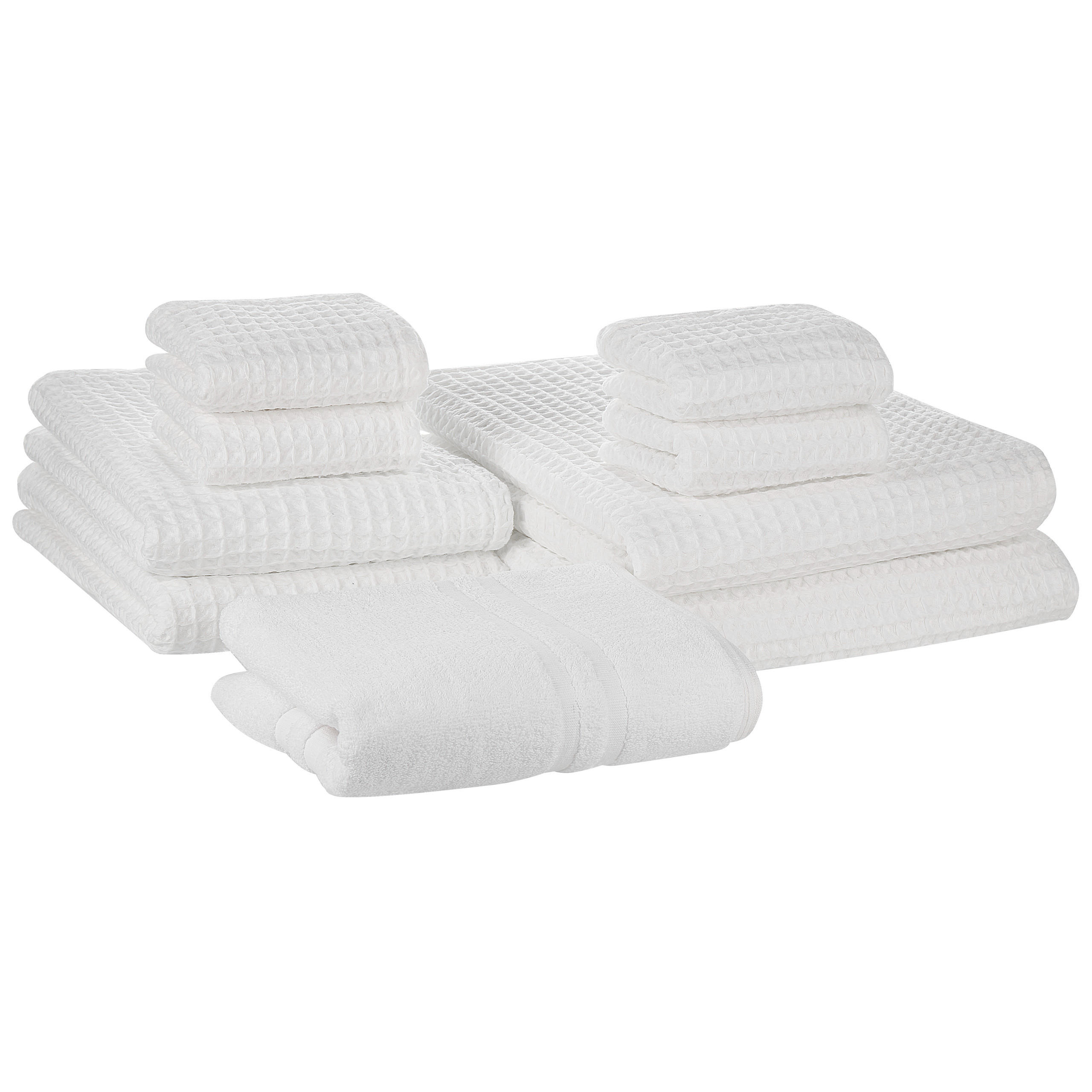 BADEHANDTUCH 9-teilig Weiß Areora - Weiß, Textil (70/140cm) - Beliani