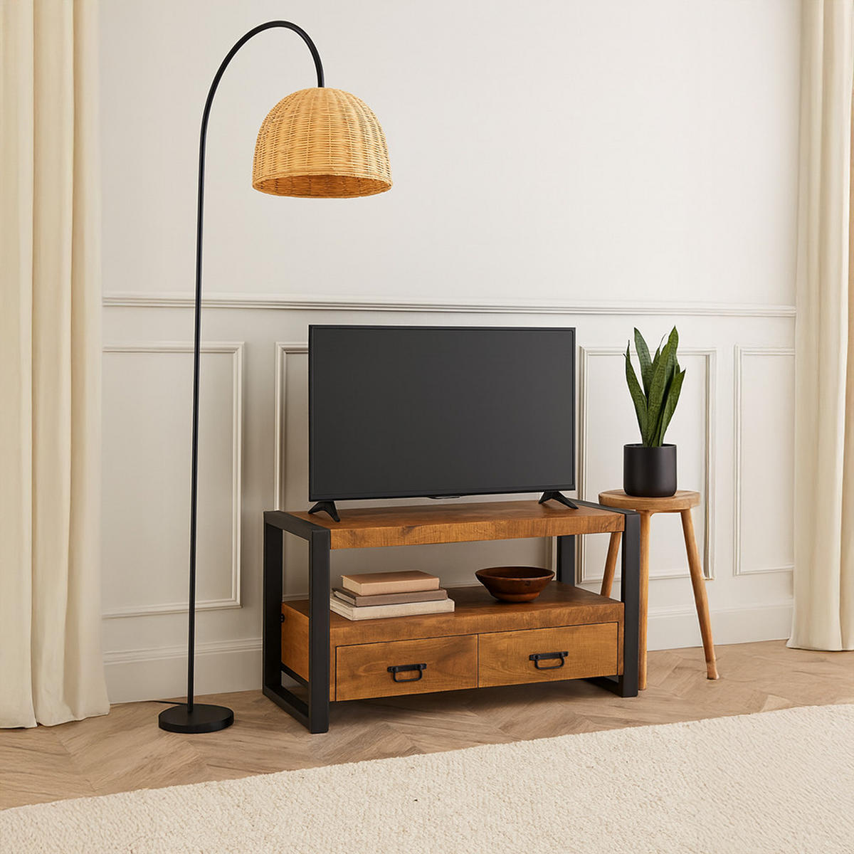 TV Board Britt Mangoholz 120 cm / 45 cm Natur - Naturfarben, Holz (120/60/45cm) - Villa Möbel
