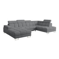 WOHNLANDSCHAFT mit Schlaffunktion und Bettkasten Ottomane RECHTS COMA U 345x203x79 Dunkelgrau Cord - Graphitfarben, Holzwerkstoff/Textil (203/79/345cm) - ALTDECOR