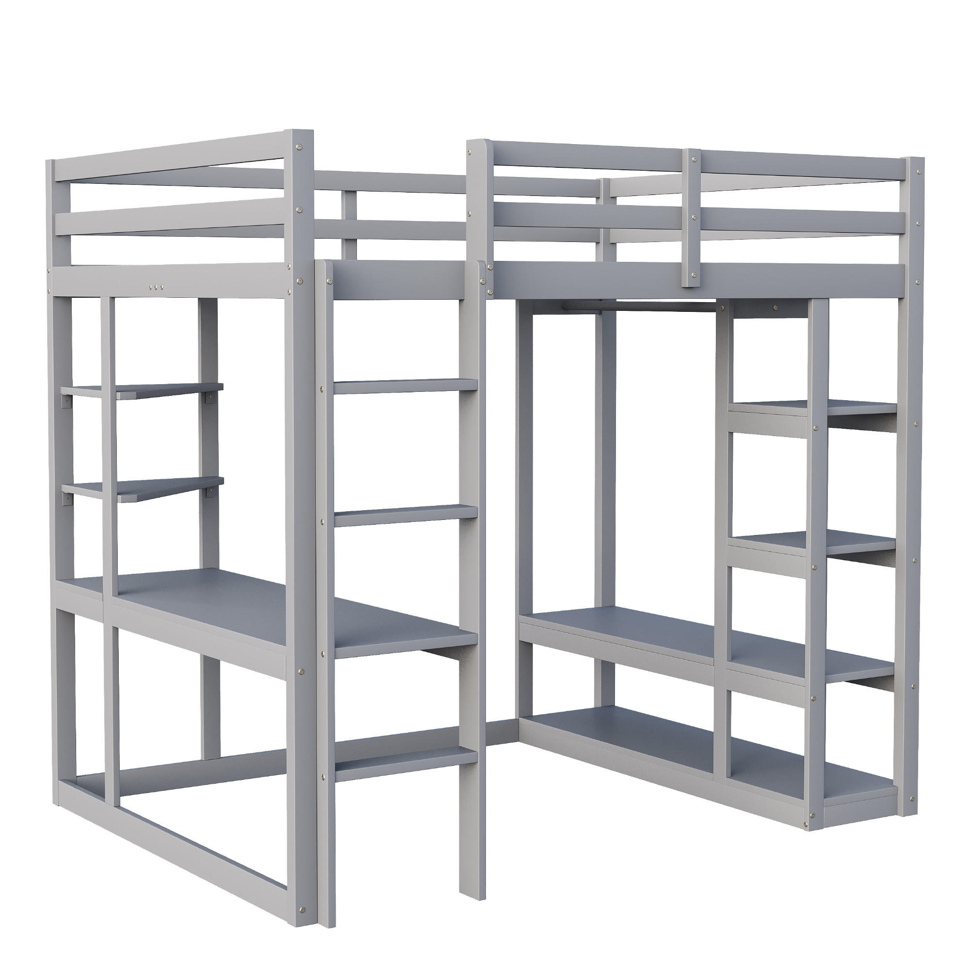 ComfortXL Hochbett Grau 140x200 cm