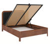 MASSIVHOLZBETT Modena mit Lattenrost und Bettkasten, Buche - lackiert, Nussbaumfarbe/Schwarz, 160x200 - Walnussfarben/Schwarz, Holz/Buchenholz (160/200cm) - Visby
