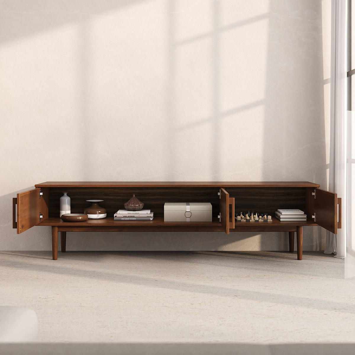 LOWBOARD TECCA - Kastanienfarben, Holz (180/48/41cm) - IDIMEX