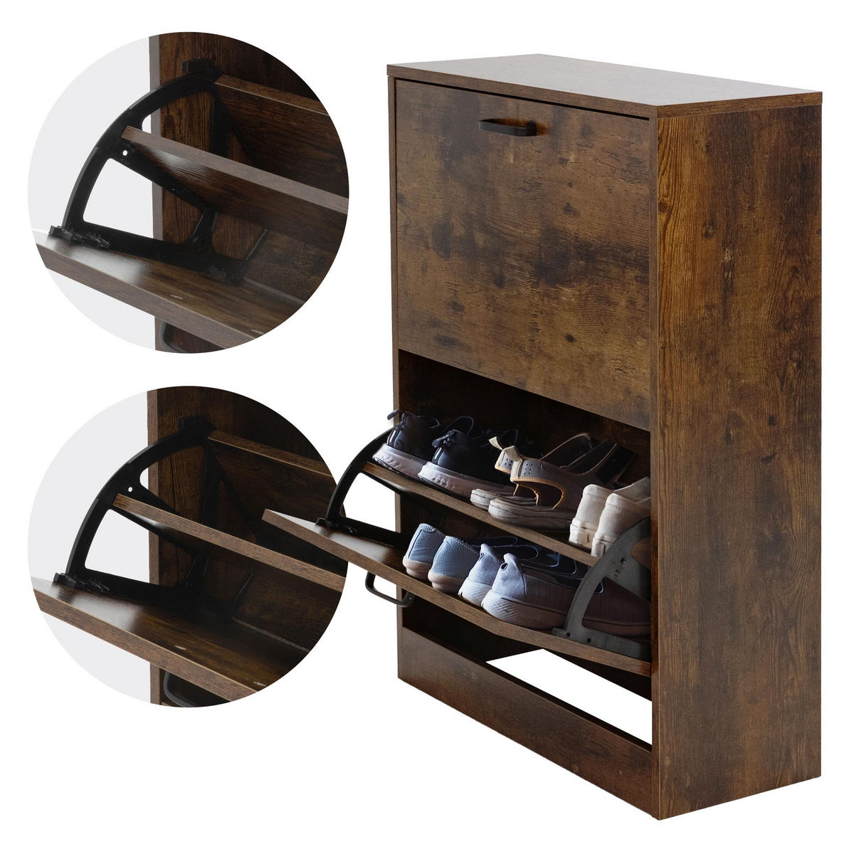 SCHUHSCHRANK - Dunkelbraun, Holzwerkstoff (24/84/60cm) - ML-DESIGN