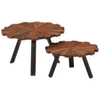 COUCHTISCHE 2 Stk. Altholz Massiv und Eisen - Braun, Holz (54/1/34cm) - furnicato
