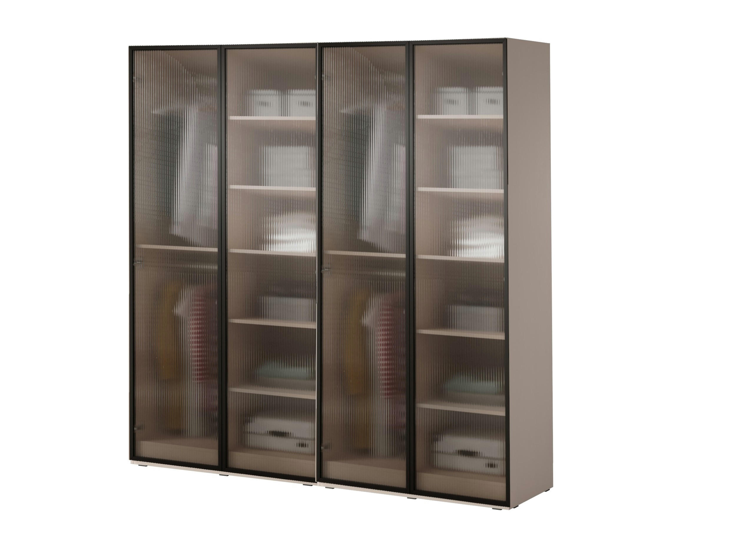 DREHTÜRENSCHRANK - Schrank Minewra 300 - Beige Flutes - Beige, Holzwerkstoff (200/200/51cm) - Möblo