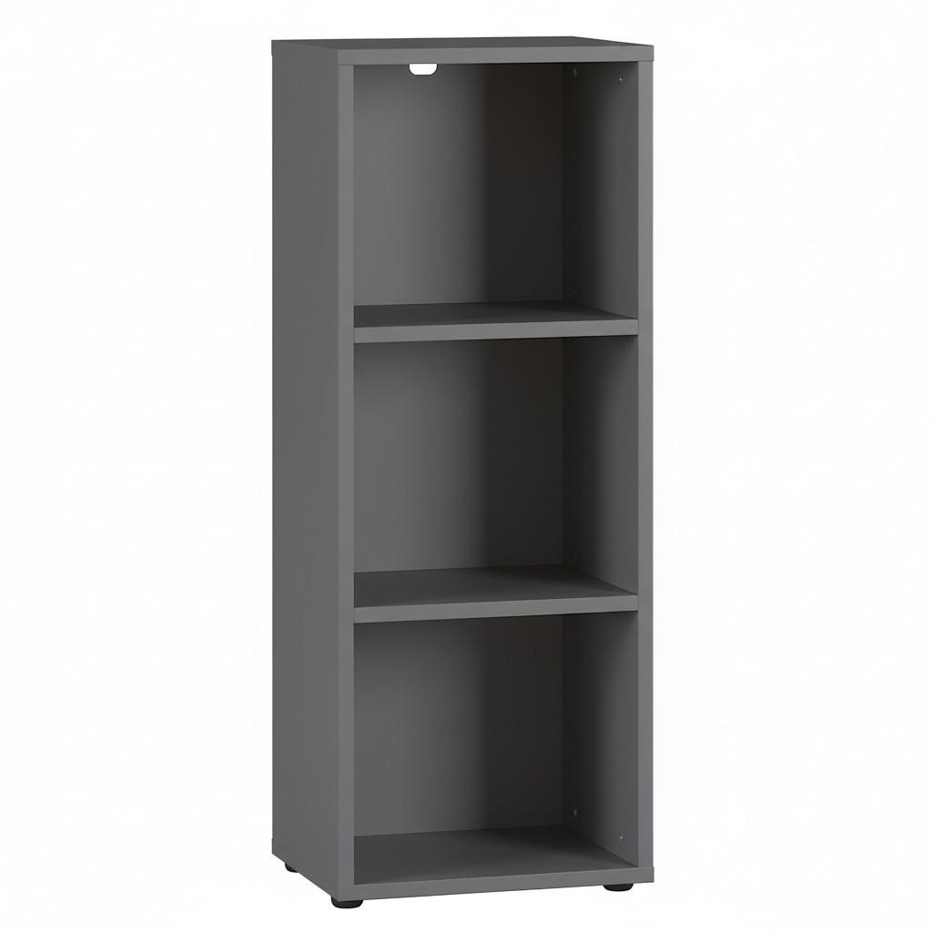 AKTENREGAL Universal FRANKFURT schmal 45x120x40 cm Graphit, 3 Ordnerhöhen - Schwarz, Holzwerkstoff (45/120/40cm) - KADIMA DESIGN