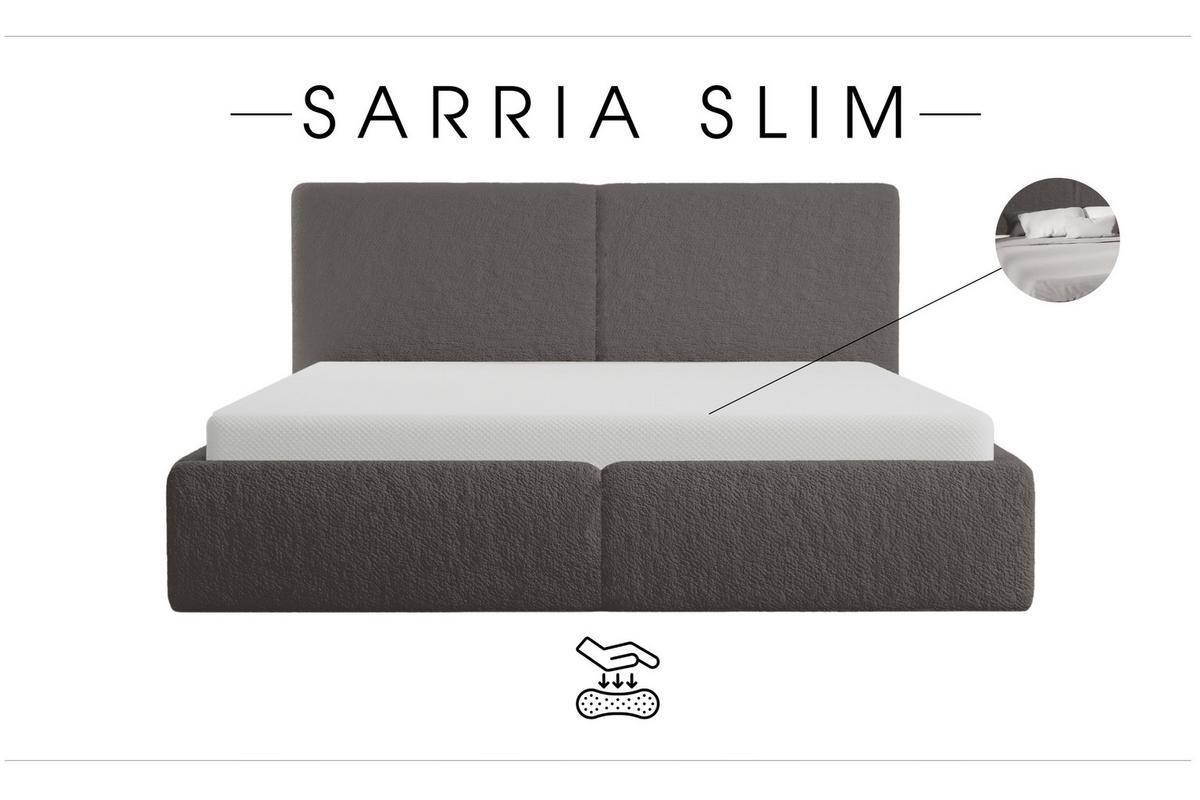 POLSTERBETT Doppelbett Sarria Slim Grau (Anthology 18) 140x200 cm - Grau, Textil (140/200cm) - Meblito