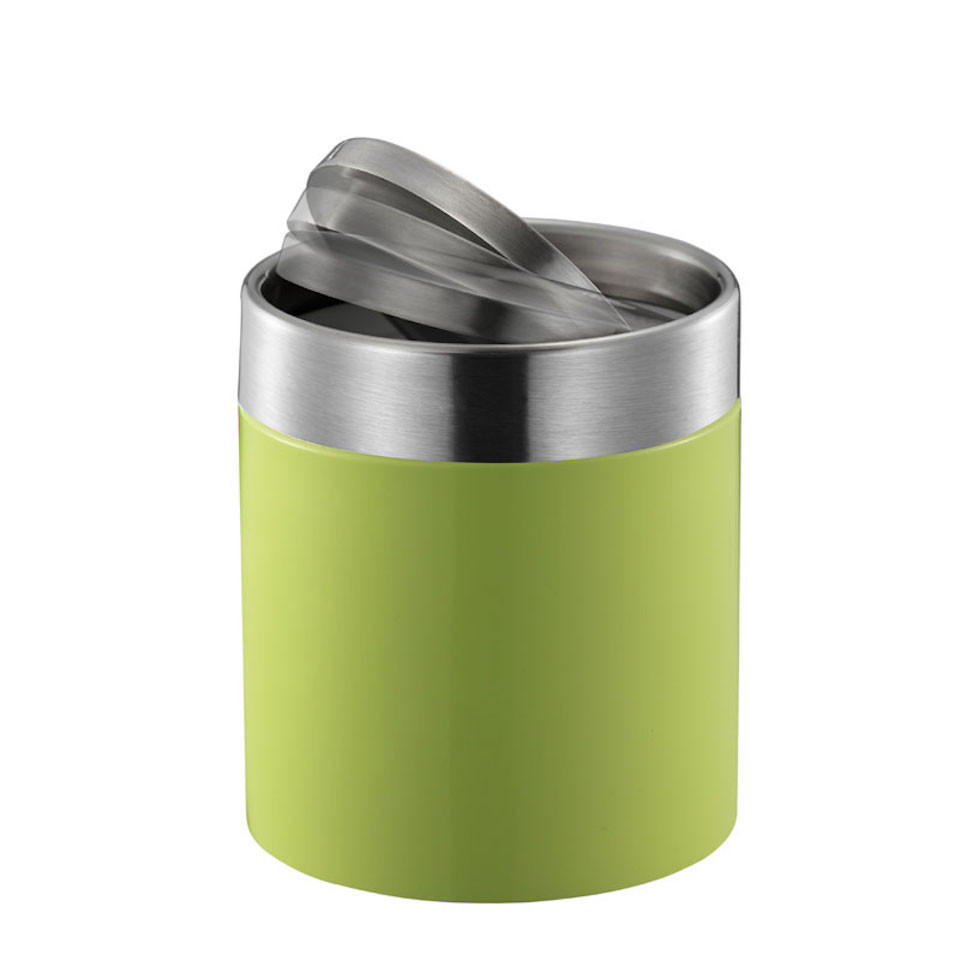 MÜLLEIMER 1,5 Liter 13,8x12 cm Edelstahl & Grün - Grün, Metall (12/13.8/12cm) - PROREGAL