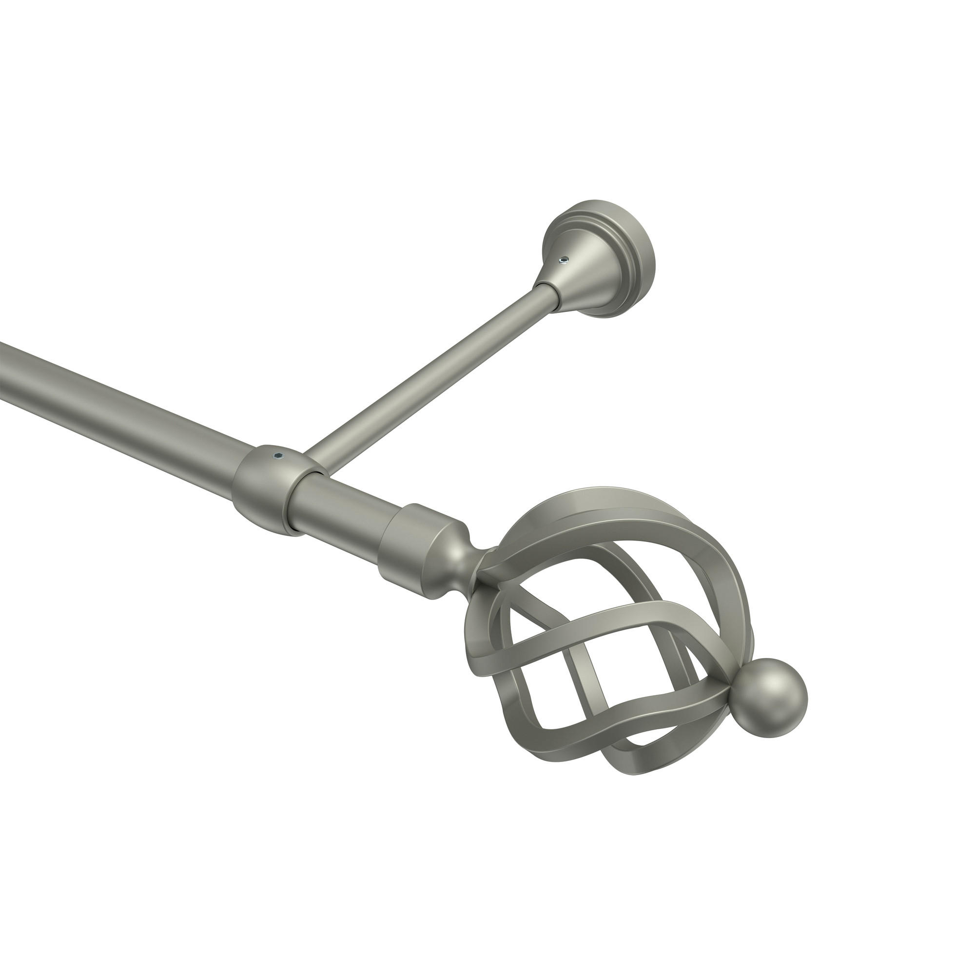 GARDINENSTANGE Primus Paolo 400 cm (geteilt in 2 x 200 cm), 1-läufig (ohne Ringe), 16 mm Ø Chrom matt - Chromfarben/Nickelfarben, Metall (400cm) - INTERDECO