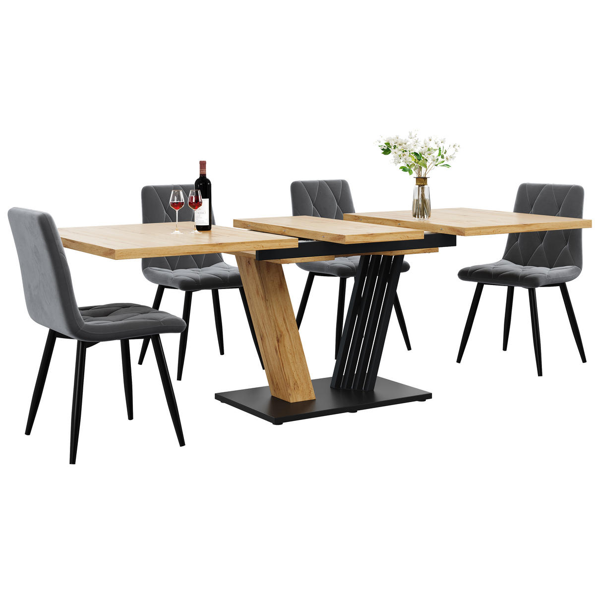 JÍDELNÍ STŮL 120-160x80cm ROZKLÁDACÍ dřevo - přírodní, kov (80/120/76cm) - FLIEKS