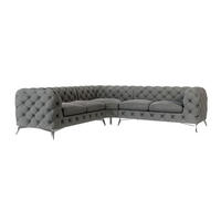 ECKSOFA Chesterfield Laura Grau Samt - Silberfarben/Grau, Holz/Textil (264/264cm) - S-Style Möbel