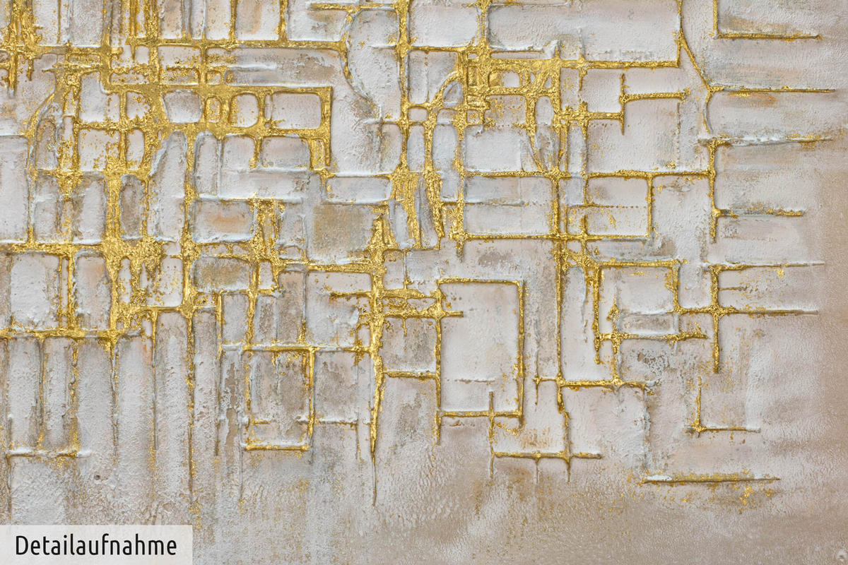 ACRYLBILD HANDGEMALT 100/75 cm - Beige/Goldfarben, Holz/Textil (100/75cm) - KUNSTLOFT