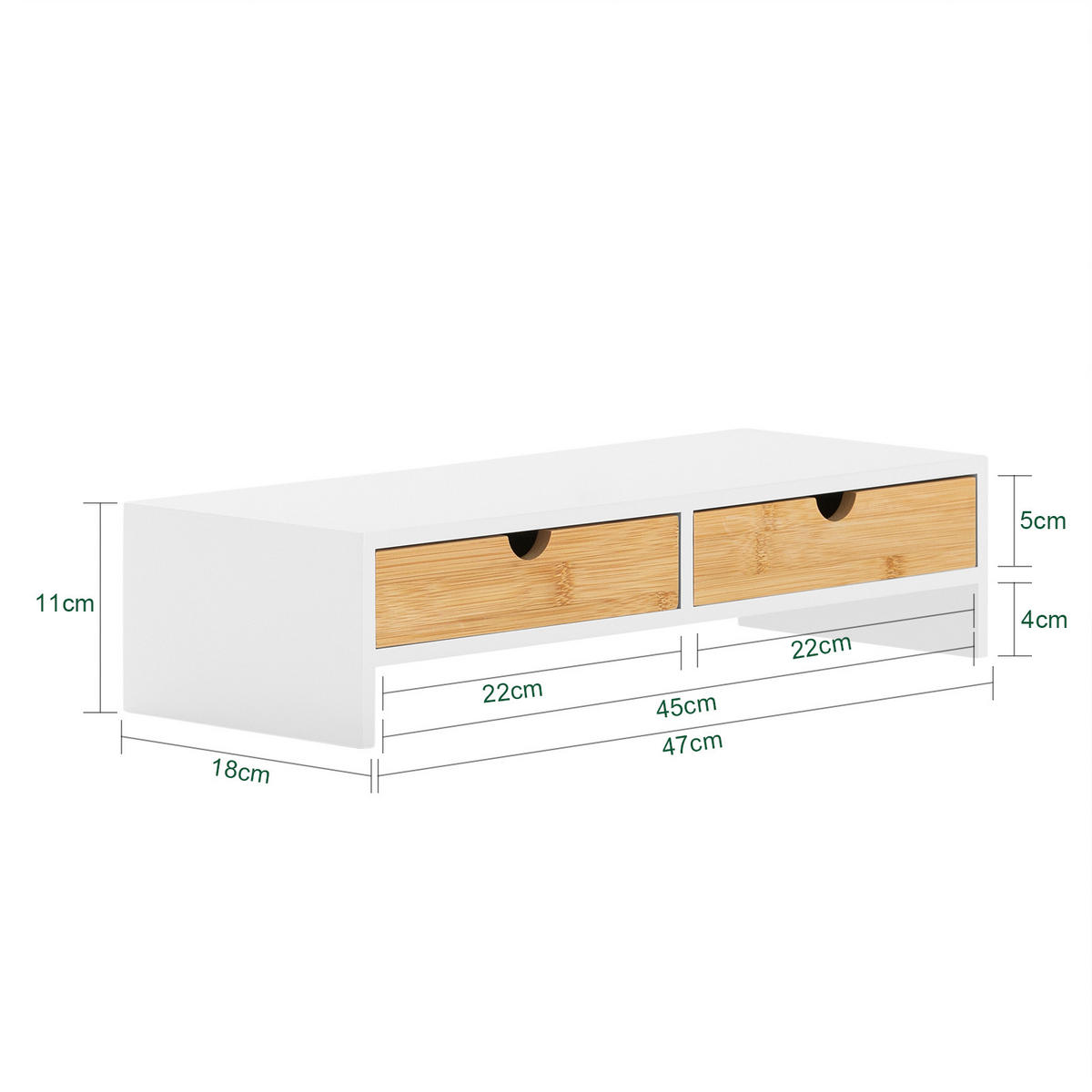 MONITORSTÄNDER Weiß-Natur - Naturfarben, Naturmaterialien/Holzwerkstoff (18/47/11cm) - SoBuy