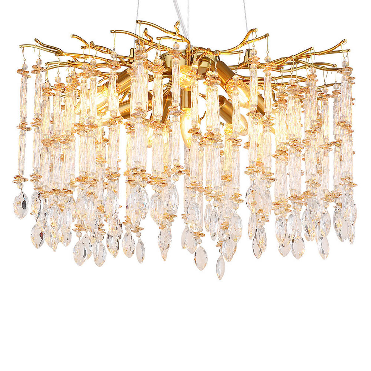 KRONLEUCHTER Metall goldfarben, Glaskristalle - Goldfarben, Glas (60/60/120cm) - Globo Lighting