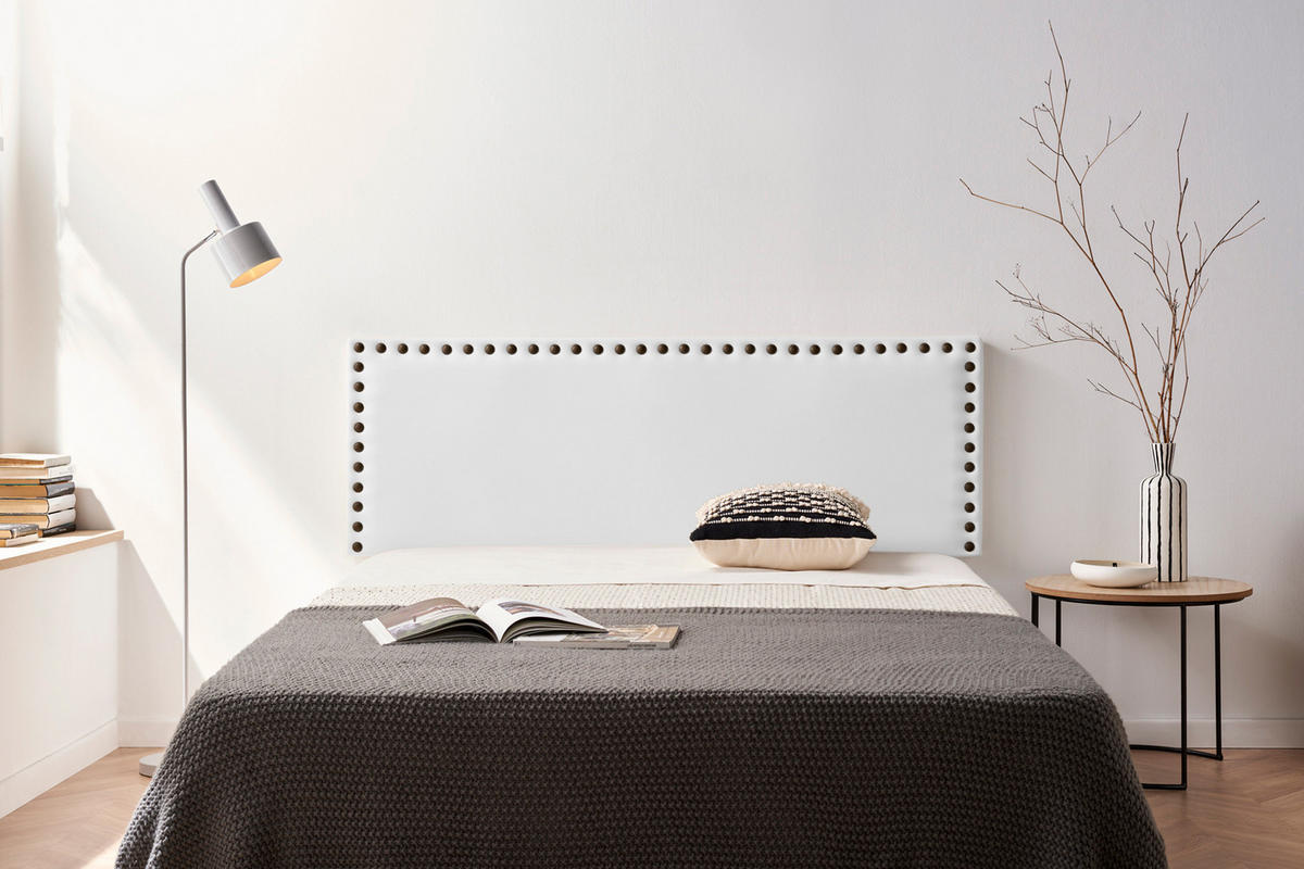 KOPFTEIL gepolstert MODENA Kunstleder 145x55x8 cm - Weiß - Moonia - Weiß, Holz (145/8/55cm)