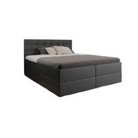 BOXBETT Malaga Schwarz Kunstleder 160x200 cm Bettkasten + Topper - Schwarz, Holz/Textil (160/200cm) - Comfortic