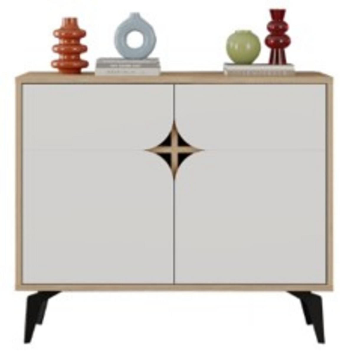 SIDEBOARD mit Metallfüßen Flora - 95/40/79 cm - Weiß, Holzwerkstoff (40/79.3/20.9cm) - Calicosy