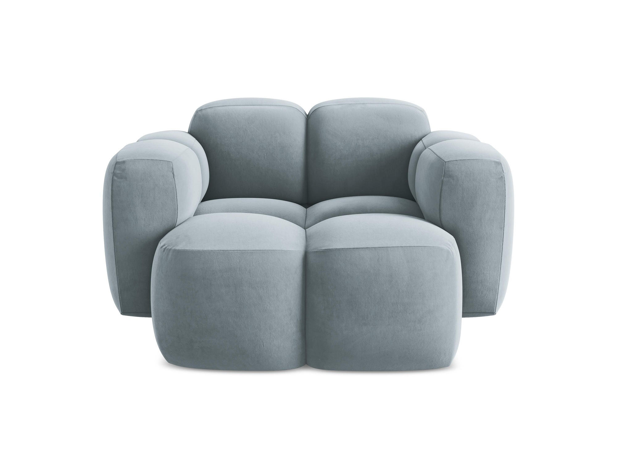 SESSEL Samt Stoff Blau - Schwarz/Hellblau, Holzwerkstoff/Kunststoff (120/72/115cm) - Makamii