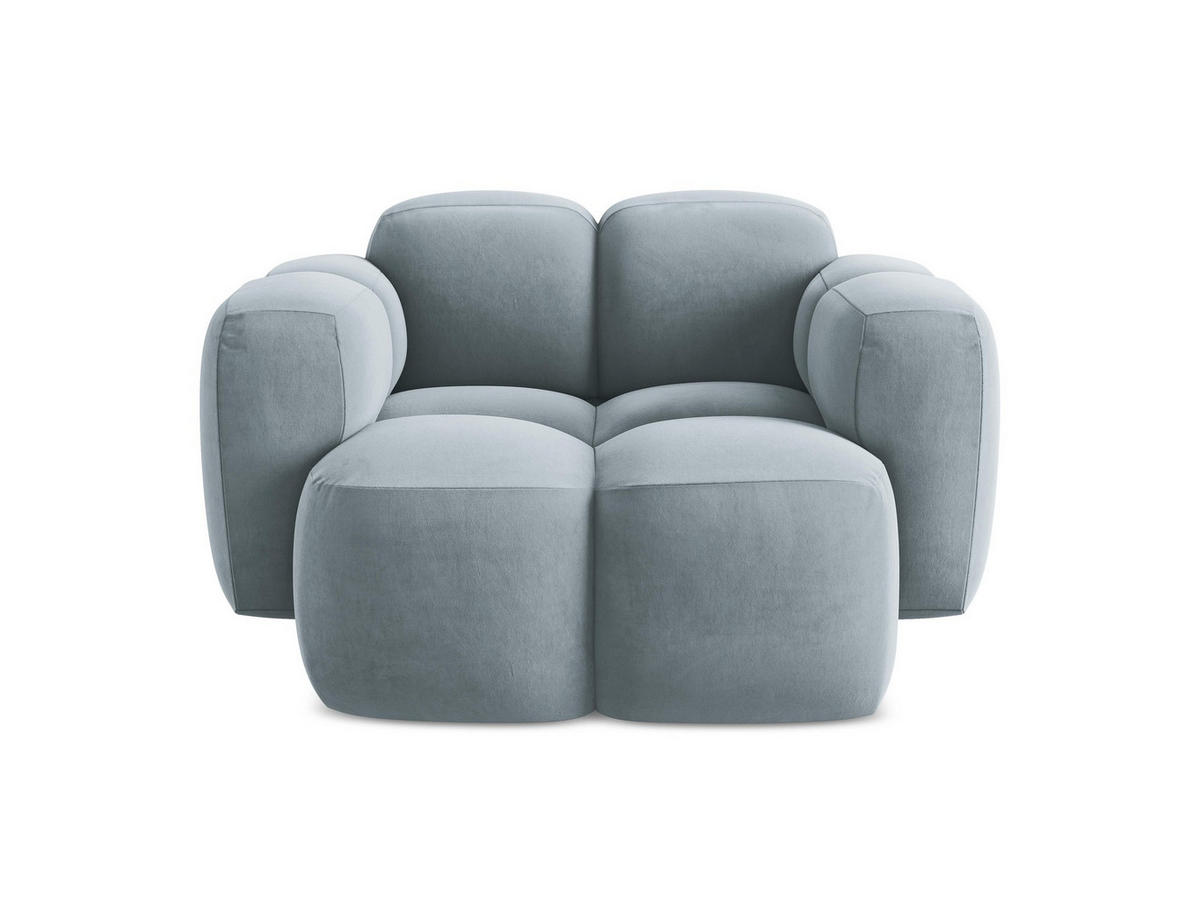 SESSEL Samt Stoff Blau - Schwarz/Hellblau, Holzwerkstoff/Kunststoff (120/72/115cm) - Makamii