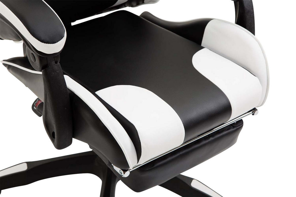 BÜROSTUHL India, Kunstleder Schwarz/Weiß - Weiß, Kunststoff/Textil (66/131/58cm) - TPFLiving