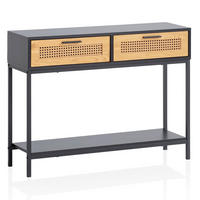 KONSOLENTISCH – Schwarz, 100x30x75 cm, mit Wiener Geflecht, Schubladen und Ablage - Schwarz, Holzwerkstoff/Metall (30/100/75cm) - KADIMA DESIGN