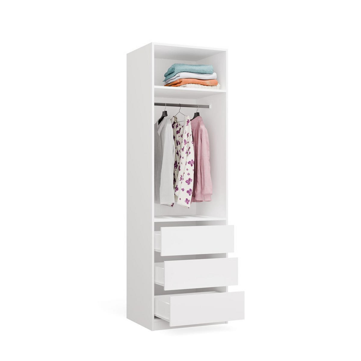 GARDEROBENSCHRANK Weiß 60/200/50 - Weiß, Holzwerkstoff (60/200/50cm) - RAUMHIRSCH FURNITURE