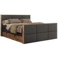 BOXSPRINGBETT ALBERO 2 KING DUO 200/200 Dunkelgrau Kunstleder - H4 - Dunkelgrau, Holz/Textil (200/200cm) - MKS