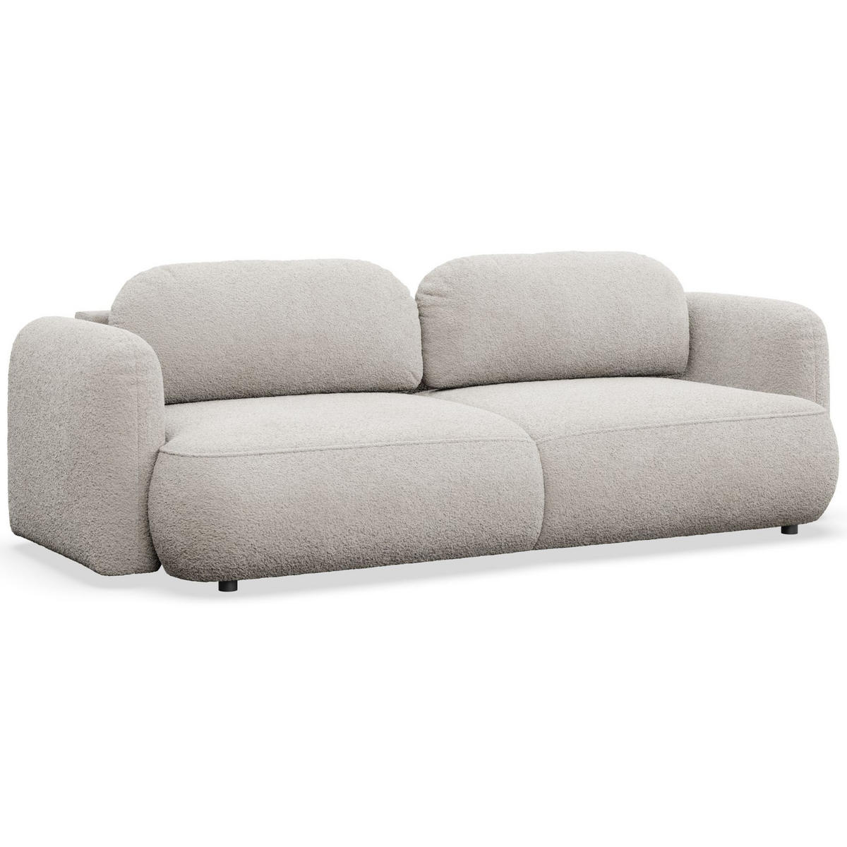 3-SITZER SCHLAFSOFA Tvoya Hellbeige Bouclé - Ecru/Schwarz, Kunststoff/Textil (253/82/110cm) - Selsey