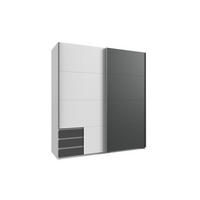 KLEIDERSCHRANK Emden in Weiß mit Graphit - Schwebetürenschrank Breite 179 cm ohne Spiegel - Weiß, Holzwerkstoff (179/198/65cm)