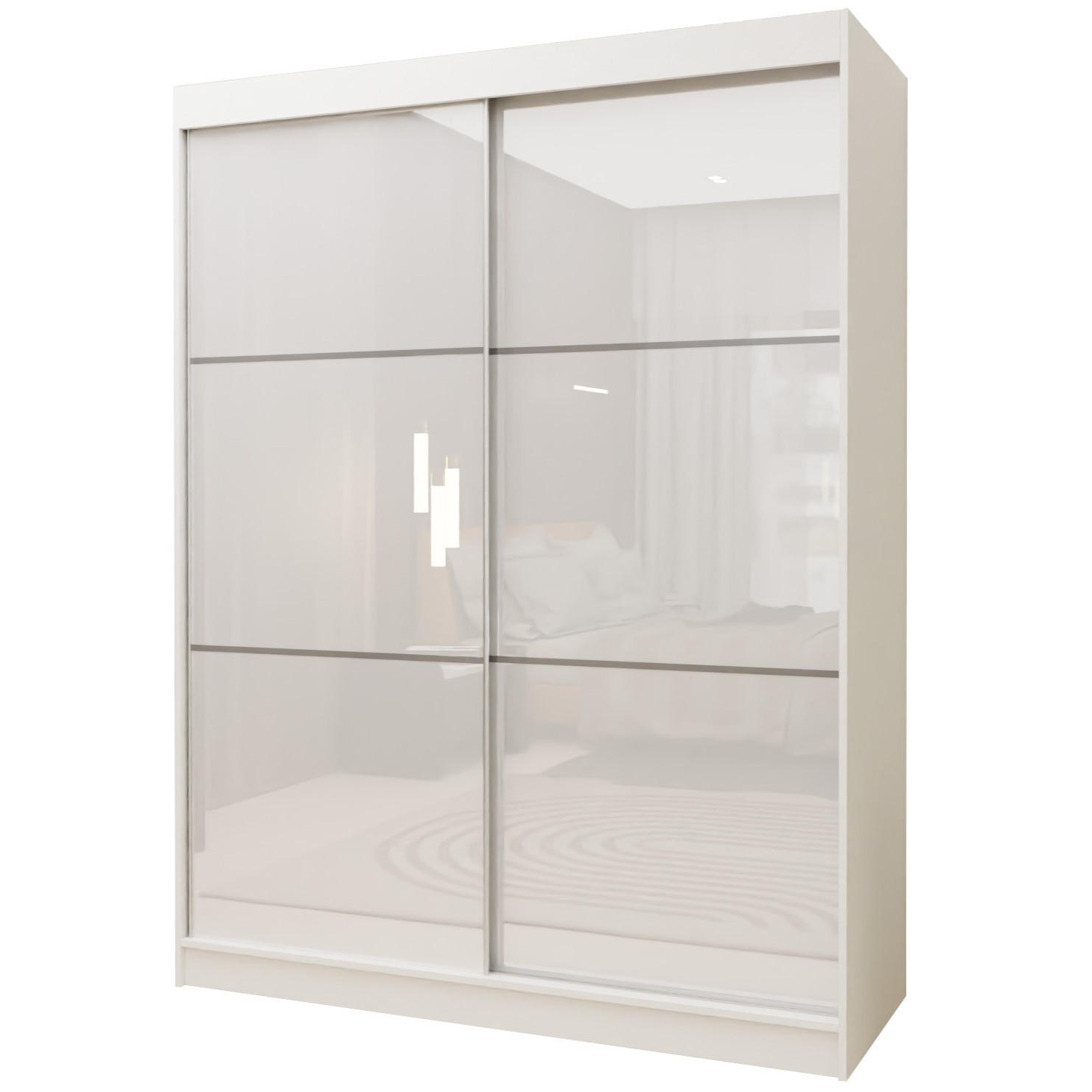 Masseno Schwebetürenschrank Weiß 160x216x61 cm
