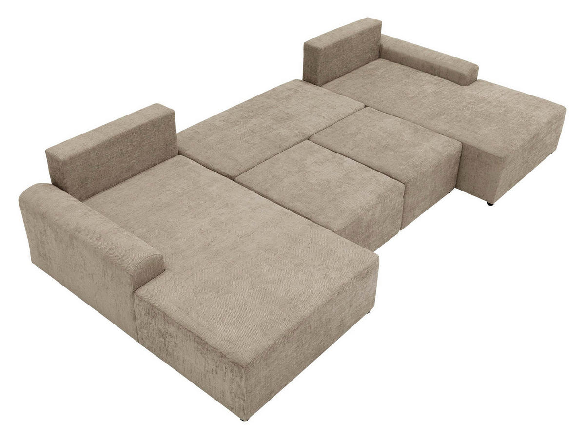 WOHNLANDSCHAFT Bella XL - Beige/Schwarz, Holz/Kunststoff (338/85/168cm) - MIRJAN24