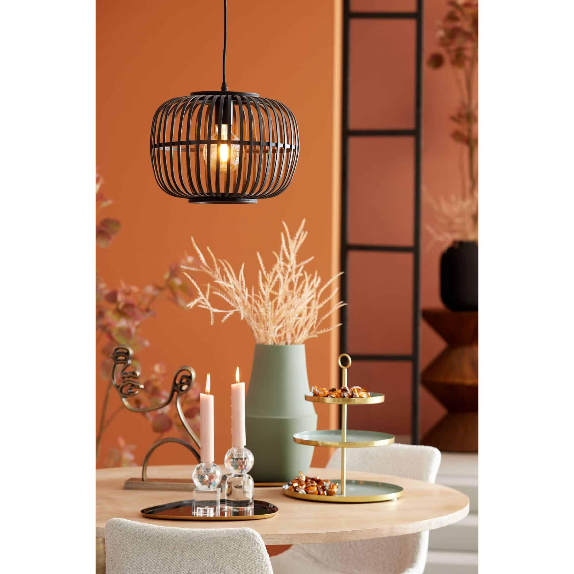 PENDELLEUCHTE Sassa Schwarz 34/34/24 cm - Schwarz, Holz (34/34/24cm) - Luqaza