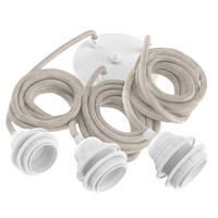 PENDELLEUCHTE Hang 3 Flammig Retro - Creme/Weiß, Naturmaterialien (250/1/250cm) - HOOPZI