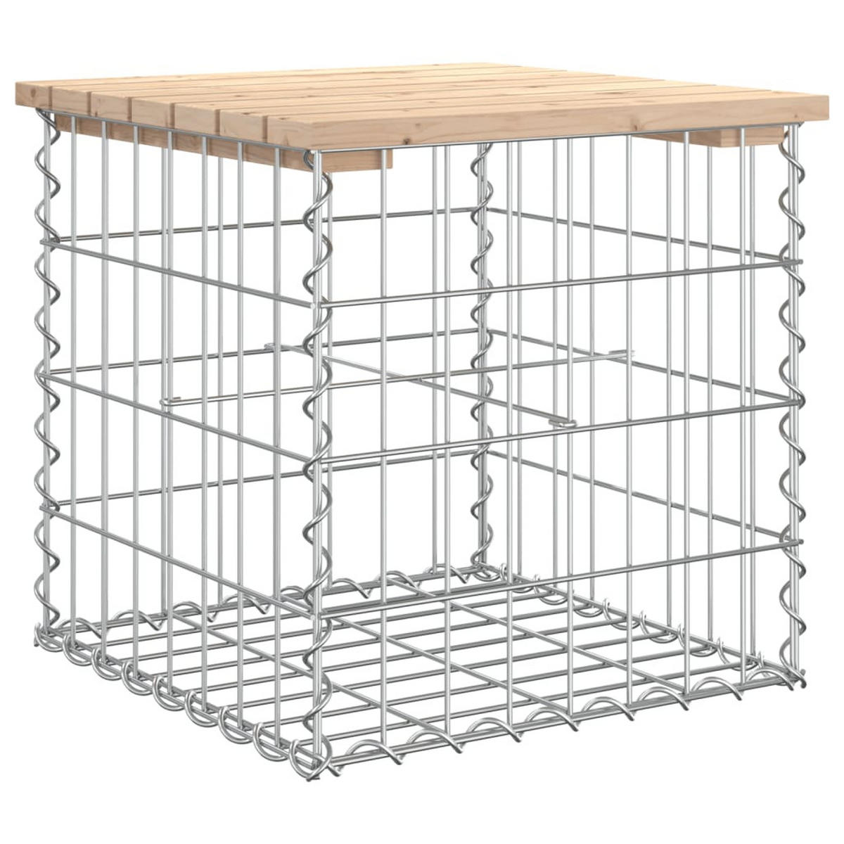 GARTENBANK Gabionen BIKS aus Stahl | 43x44x42cm Kiefernholz Natur - Naturfarben, Metall (43/42/44cm) - DELUKE