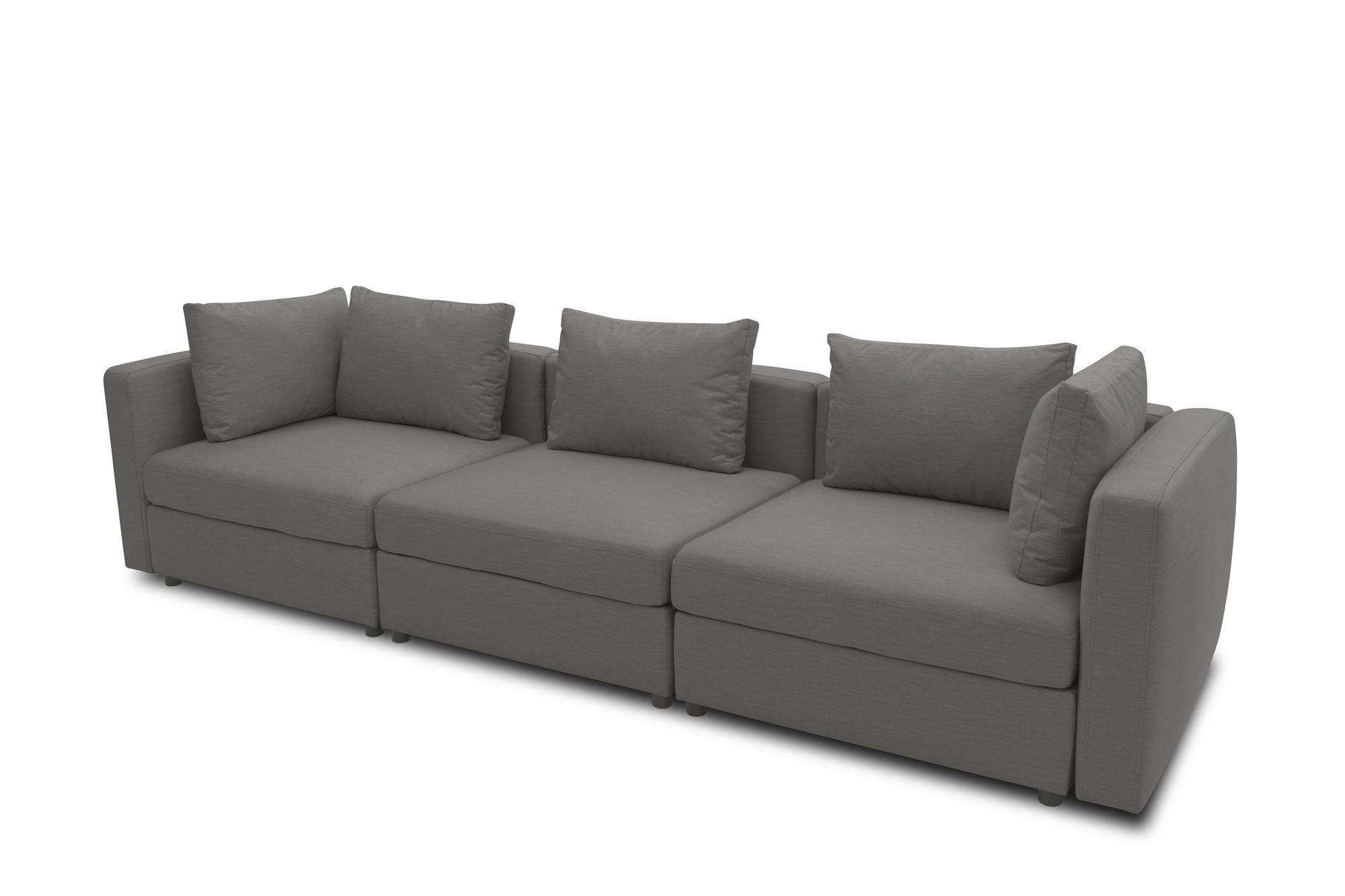 GARTENLOUNGE-SOFA 3-Sitzer Bozhana 312x67x96 Outdoorbezug in anthrazit - Anthrazit, Kunststoff (312/67/96cm) - 58aufmkessel