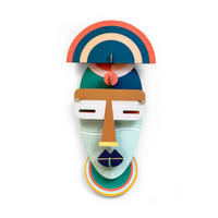 WANDDEKO Regenbogenmaske 17/5 cm - Blau/Grün, Wellpappe (17/5/35cm) - KUNSTLOFT
