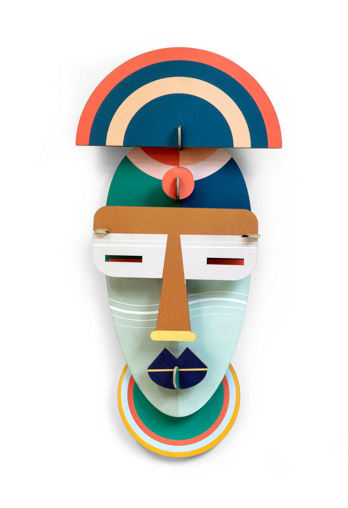 WANDDEKO Regenbogenmaske 17/5 cm - Blau/Grün, Wellpappe (17/5/35cm) - KUNSTLOFT