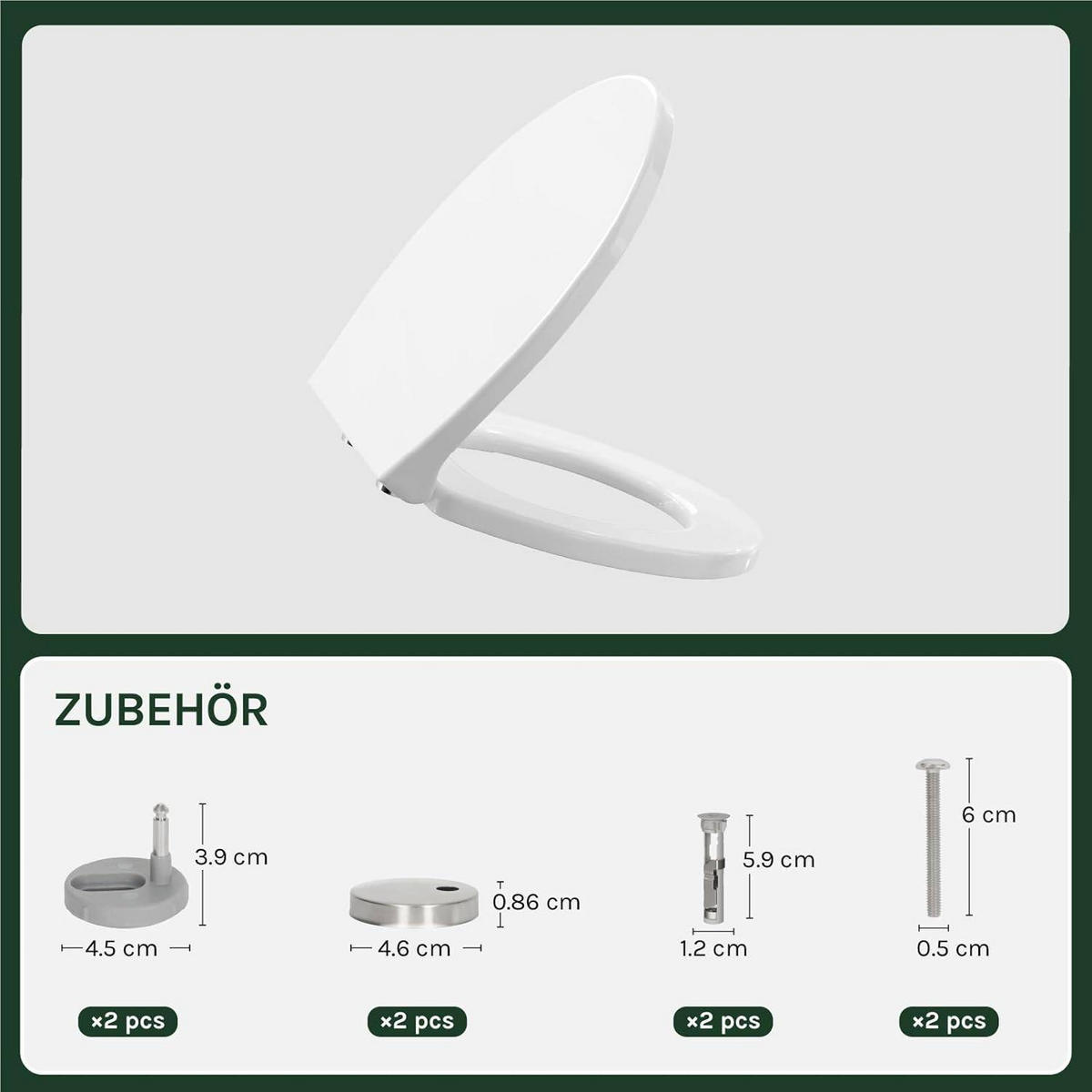 WC SITZ mit Absenkautomatik, Softclose Scharnier, Oval - Weiß, Kunststoff (37/5.7/44cm) - Woltu